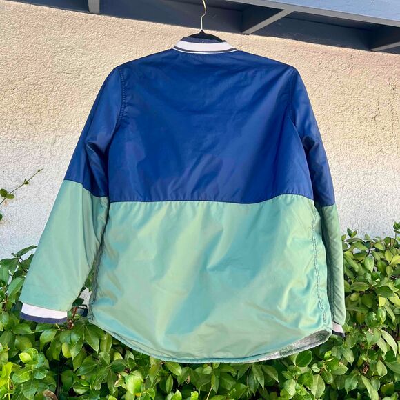 Reversible Camo Bomber Green Blue Varsity Jacket Unisex Mens Small Womens Medium - Picture 7 of 8